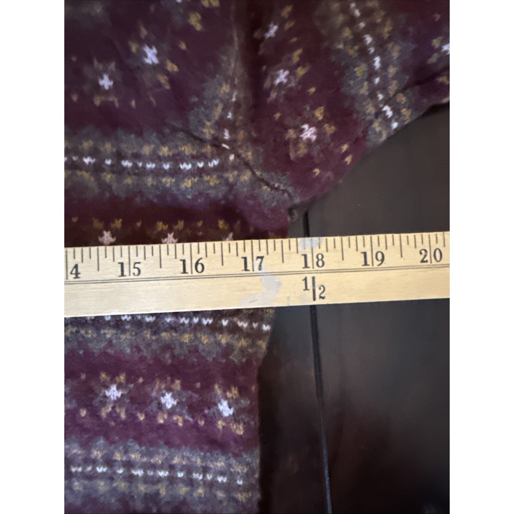 FAHERTY Highland Fair Isle Puff Sleeve Sweater Womens S Gray Merino Wool Blend - Picture 10 of 13